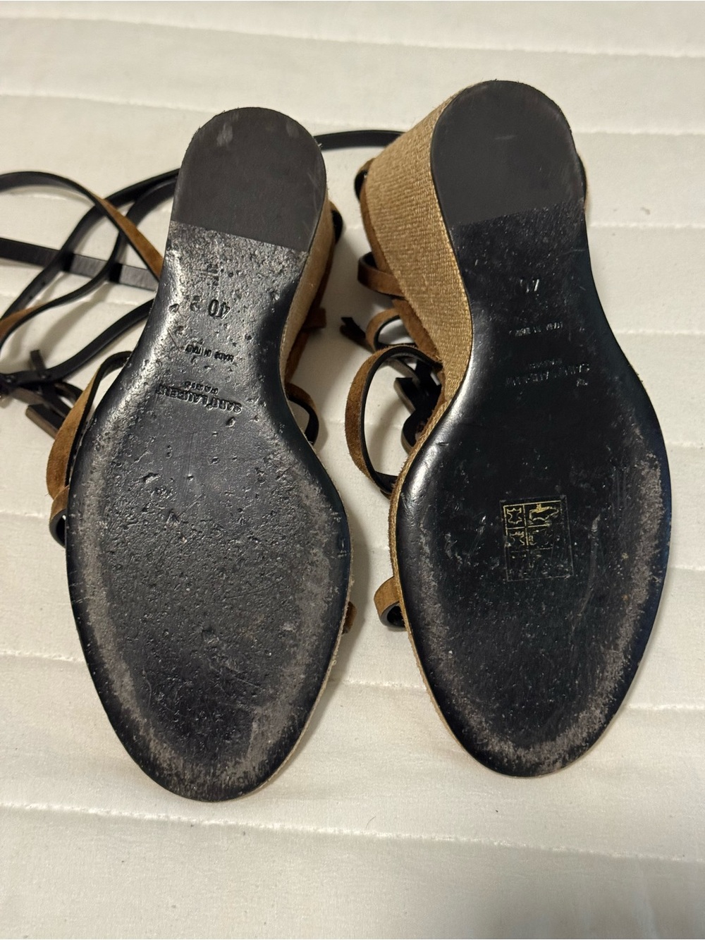 Saint Laurent YSL Cassandra Brown Suede Strappy Sandals - Picture 4 of 10